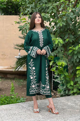 Premium Linen Embroidered Shirt with Plain Trouser Set