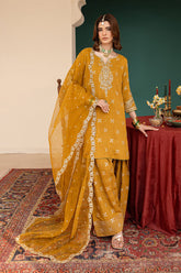 Stone Linen Sequence Embroidered 3PC Farshi Suit
