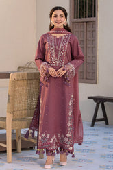 Stone Linen Sequin Embroidered Long Shirt Suit 3 Piece