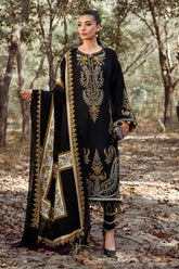 Stone Linen Long Length 3 Piece Suit with Digital Shawl