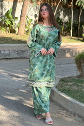 Premium Linen Embroidered Short Shirt with Farshi Salwar – 2 Piece