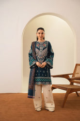 Stone Linen Embroidered Shirt Farshi 3 Piece Suit