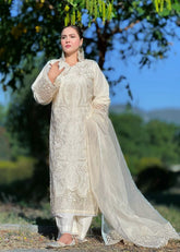 Premium Lawn Embroidered 3 Piece Suit with Khadi Net Dupatta