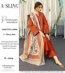 Air Jet Lawn Heavy Embroidered 3 Piece Suit with Swiss Voil Dupatta