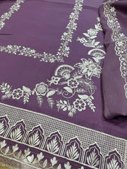 Zarqash Premium Lawn Unstitched Heavy Embroidered Suit with Crinkle Embroidered Dupatta