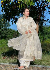 Premium Lawn Embroidered 3 Piece Suit with Khadi Net Dupatta