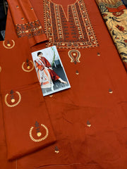 Air Jet Lawn Heavy Embroidered 3 Piece Suit with Swiss Voil Dupatta