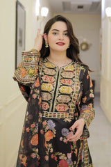 Shamoze Silk Embroidered Long Length 3 Piece Suit