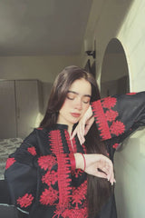 Premium Stone Linen Embroidered Long Shirt & Trouser Set