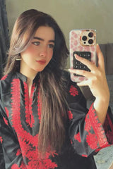 Premium Stone Linen Embroidered Long Shirt & Trouser Set