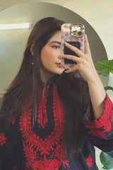 Premium Stone Linen Embroidered Long Shirt & Trouser Set