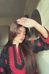 Premium Stone Linen Embroidered Long Shirt & Trouser Set