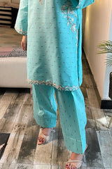 Summer Cotton Embroidered Kurta Farshi 2 Piece Suit