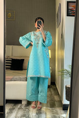 Summer Cotton Embroidered Kurta Farshi 2 Piece Suit