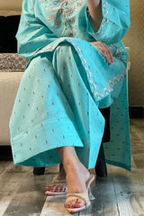 Summer Cotton Embroidered Kurta Farshi 2 Piece Suit