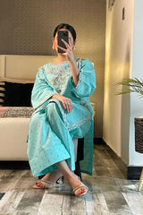 Summer Cotton Embroidered Kurta Farshi 2 Piece Suit