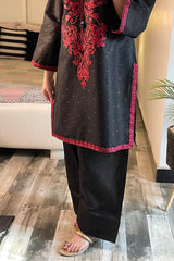 Summer Cotton Embroidered Kurta Farshi 2 Piece Suit