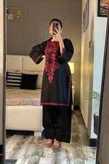 Summer Cotton Embroidered Kurta Farshi 2 Piece Suit