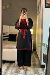 Summer Cotton Embroidered Kurta Farshi 2 Piece Suit