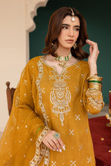 Stone Linen Sequence Embroidered 3PC Farshi Suit