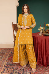 Stone Linen Sequence Embroidered 3PC Farshi Suit