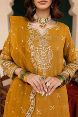 Stone Linen Sequence Embroidered 3PC Farshi Suit