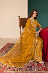 Stone Linen Sequence Embroidered 3PC Farshi Suit
