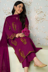 Premium Stone Linen Embroidered Shirt with Plain Trouser – 2 Piece