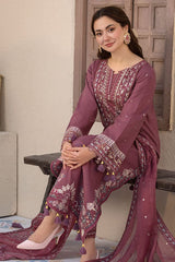 Stone Linen Sequin Embroidered Long Shirt Suit 3 Piece