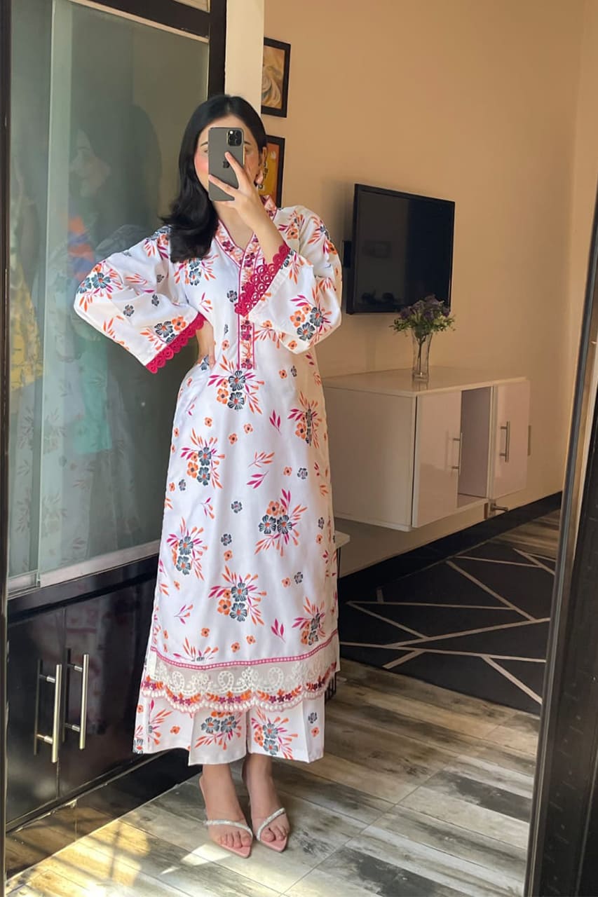 Premium Linen Embroidered Long Shirt with Trouser – 2 Piece