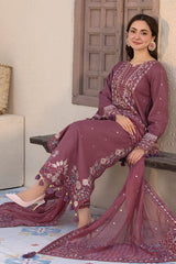 Stone Linen Sequin Embroidered Long Shirt Suit 3 Piece