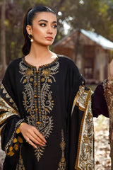 Stone Linen Long Length 3 Piece Suit with Digital Shawl