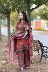 Jacquard Viscose Digital Printed 3 Piece Winter Suit