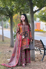Jacquard Viscose Digital Printed 3 Piece Winter Suit