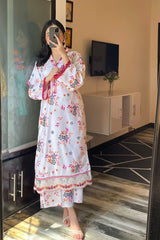 Premium Linen Embroidered Long Shirt with Trouser – 2 Piece