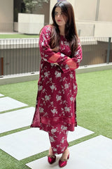 Premium Linen Long Shirt with Printed Trouser – 2 Piece