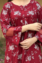 Premium Linen Long Shirt with Printed Trouser – 2 Piece