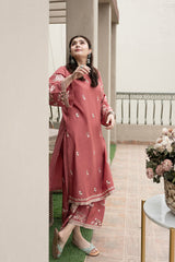 Winter Linen Embroidered Long Shirt & Plazo 2-Piece