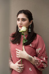 Winter Linen Embroidered Long Shirt & Plazo 2-Piece