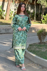 Premium Linen Embroidered Short Shirt with Farshi Salwar – 2 Piece
