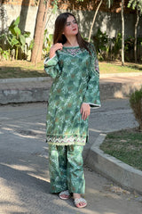 Premium Linen Embroidered Short Shirt with Farshi Salwar – 2 Piece