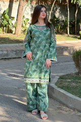 Premium Linen Embroidered Short Shirt with Farshi Salwar – 2 Piece