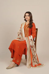 Premium Linen Embroidered 3 Piece Suit