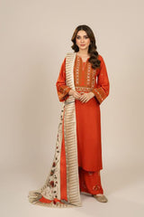 Premium Linen Embroidered 3 Piece Suit