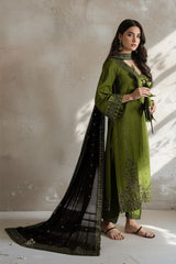 Winter Stone Linen Embroidered Long Shirt Suit 3 Piece