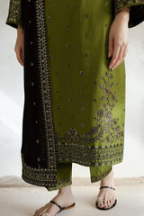 Winter Stone Linen Embroidered Long Shirt Suit 3 Piece