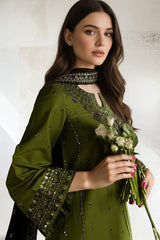 Winter Stone Linen Embroidered Long Shirt Suit 3 Piece