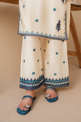 Premium Stone Linen Winter Embroidered Shirt with Embroidered Plazo – 2 Piece