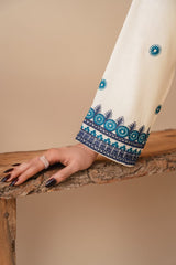 Premium Stone Linen Winter Embroidered Shirt with Embroidered Plazo – 2 Piece