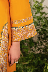 Premium Stone Linen Winter Embroidered Short Shirt with Flapper & Shawl – 3 Piece